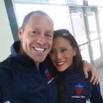 DARING DUO For the first time, the FINA World Championships have included mixed duets. Synchro swimmers Bill May and Kristina Lum Underwood (shown) won a silver medal in mixed duet free this year. May also won gold in mixed duet technical with another partner, Christina Jones. (Photo courtesy Bill May/USA Synchro)